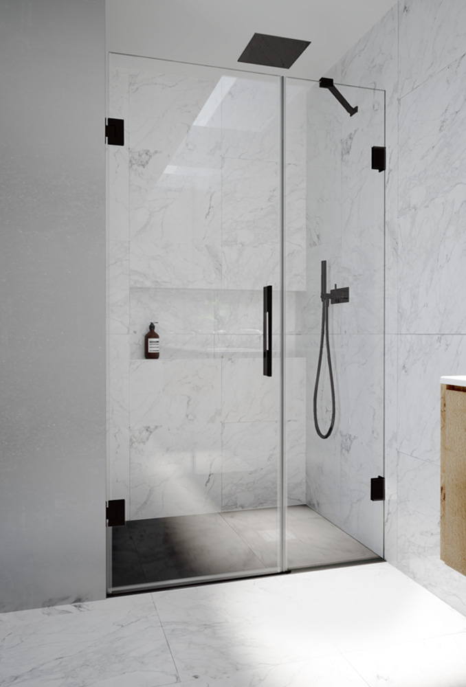 VITAL-BATH SISTEMA ABATIBLE MODELO CALI CON PERFILES LACADO NEGRO SATINADO