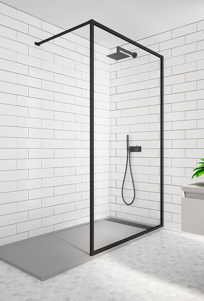 VITAL-BATH SISTEMA WALKING SHOWER MODELO PRE250 PERFILES LACADO NEGRO MATE